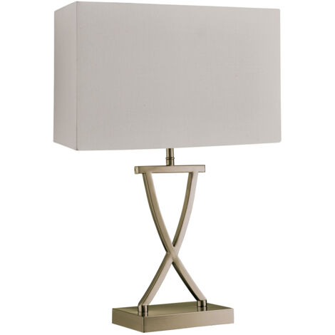 Lampada Da Scrivania Contemporanea Club Acciaio Ottone Tessuto Bianco 1 Luce E14