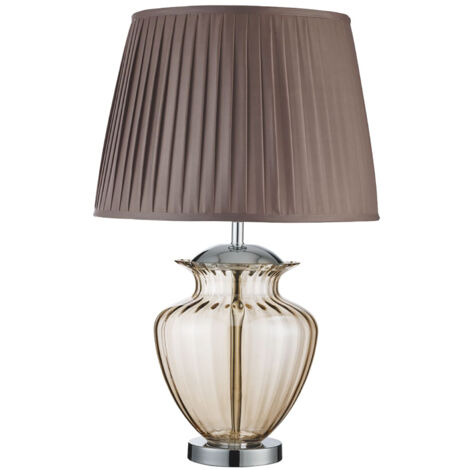 Lampada Da Scrivania Contemporanea Elina Acciaio Ambra Vetro Marrone 1 Luce E27