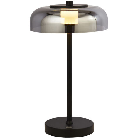 Lampada Da Scrivania Contemporanea Frisbee Acciaio Nero Vetro Led 9,87W 3000K