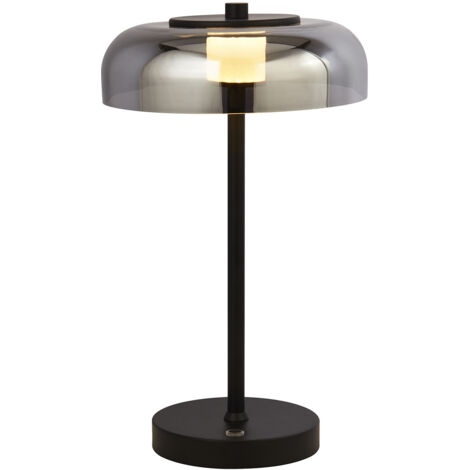 Lampada Da Scrivania Contemporanea Frisbee Acciaio Nero Vetro Led 9,87W 3000K