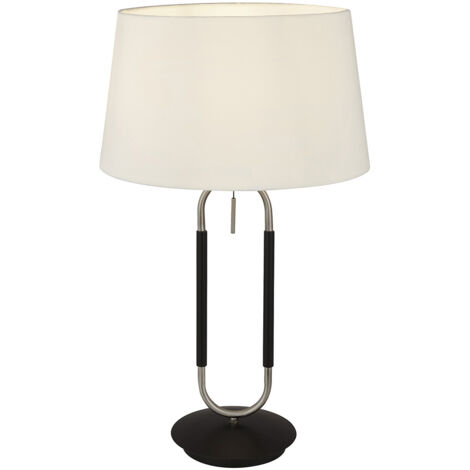 Lampada Da Scrivania Contemporanea Jazz Acciaio Nero Tessuto Argento 1 Luce E27
