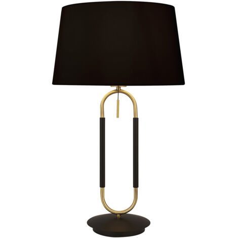 Lampada Da Scrivania Contemporanea Jazz Acciaio Nero Tessuto Ottone 1 Luce E27
