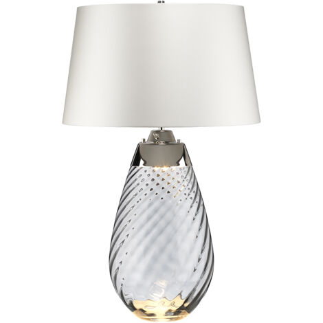 Lampada Da Scrivania Contemporanea Lena Metallo Vetro Grigio Fumo 1 Luce E27