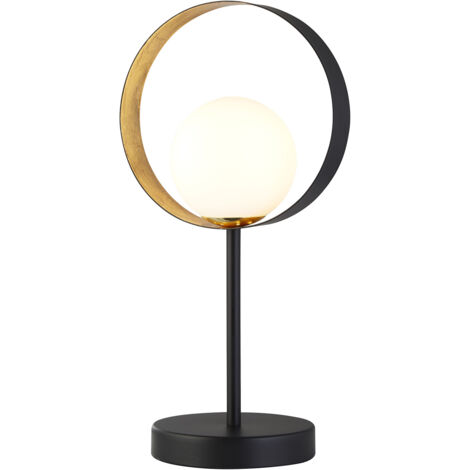 Lampada Da Scrivania Contemporanea Orbitale Acciaio Nero Vetro Oro 1 Luce G9