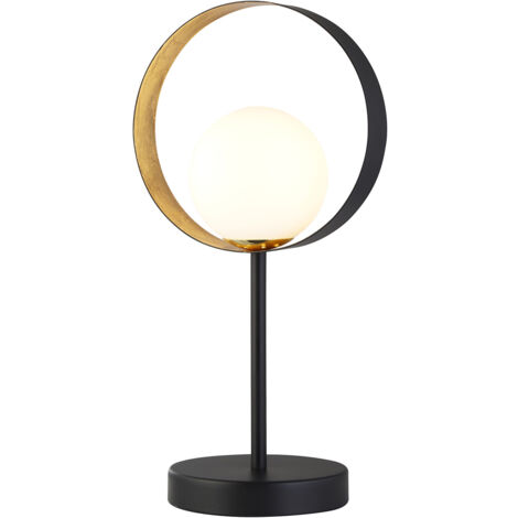 Lampada Da Scrivania Contemporanea Orbitale Acciaio Nero Vetro Oro 1 Luce G9