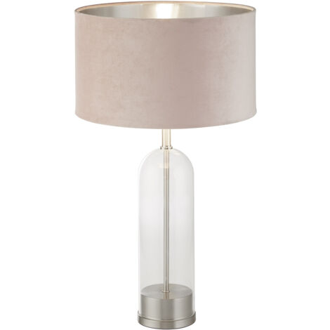 Lampada Da Scrivania Contemporanea Oxford Acciaio Ottone Velluto Rosa 1 Luce E27