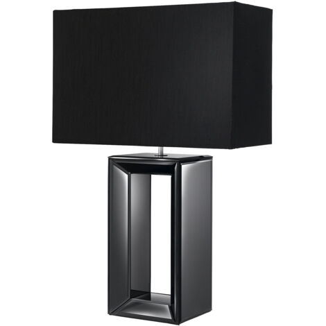 Lampada Da Scrivania Contemporaneo Mirror Vetro Nero Tessuto 1 Luce E27