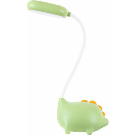 Lampada da scrivania flessibile USB touch a forma di dinosauro, lampada da scrivania a LED con collo flessibile, luminosità regolabile per ufficio, studio e lettura, verde