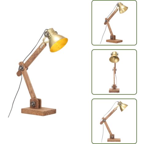 Lampada da scrivania in legno - vidaXL Lampada da Scrivania Industriale Ottone Rotonda 58x18x90 cm E27 -