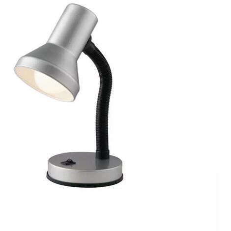 lampada da scrivania in metallo argento, 60w
