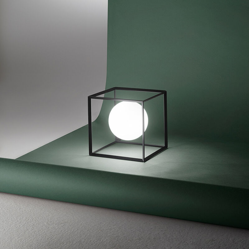 Image of Lampada Da Scrivania In Metallo Industrial Cube Nero 1 Luce
