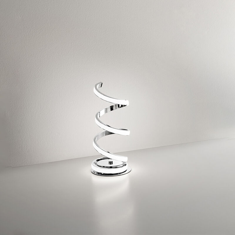 Image of Lampada Da Scrivania In Metallo Moderna Nest Cromo Led Luce Naturale - Cromo