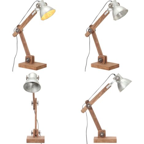 Lampada da Scrivania Industriale Argento Rotonda 58x18x90cm E27 - Lampada da tavolo - Lampada a bassa tensione