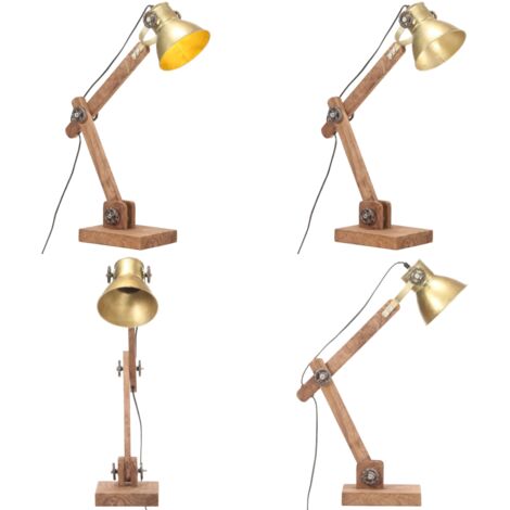 Lampada da Scrivania Industriale Ottone Rotonda 58x18x90 cm E27 - Lampada da tavolo in ottone - Lampada da scrivania con braccio regolabile