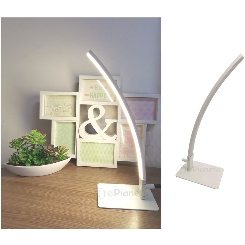 Image of Lampada da scrivania led 5w bianco lineare curvo design moderno luce naturale lume per comodino tavolo