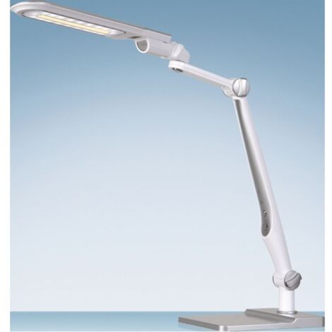 Lampada da scrivania LED Multifl.ABS, ferro, bianco/silber H600mm base+morsetto