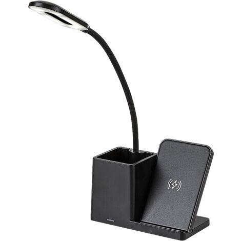 Lampada da scrivania LED nera dimmer CCT Qi USB Rabalux