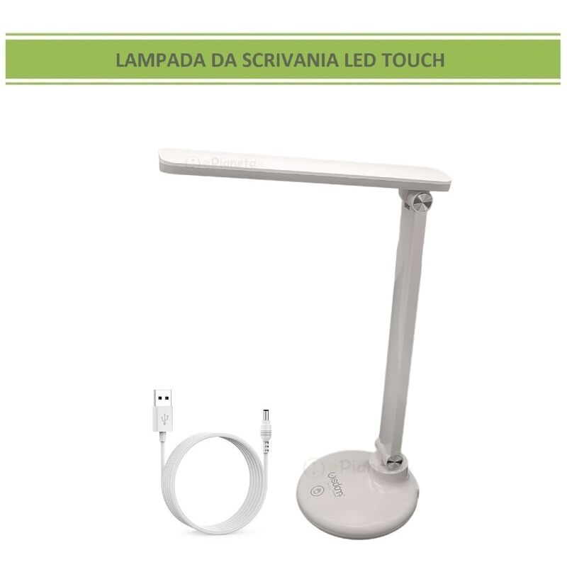 Image of Lampada da scrivania lineare led touch luce lettura ricaricabile usb bianco orientabile lume tavolo comodino design moderno