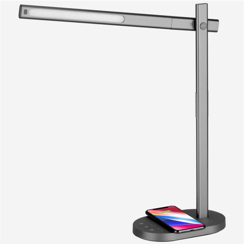 Lampada Da Scrivania Luce Led 6 Intensità 10w 3 Colori Bianco Protezione Occhi - - Trade Shop Traesio