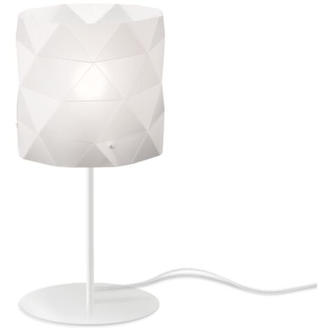 Lampada Da Scrivania Moderna Prisma Polilux ® Bianco E Metallo 1 Luce E27