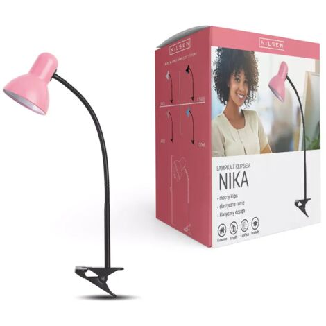 Lampada da scrivania Nika E27 con clip, rosa