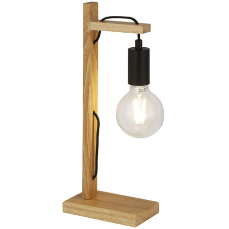 Lampada Da Scrivania Nordico Tribeca Acciaio Marrone Legno Nero 1 Luce E27