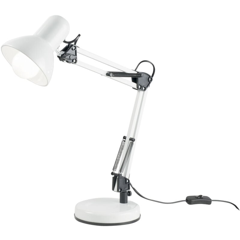 Image of Luce Ambiente E Design - Lampada da lettura architetto in metallo bianco con braccio e diffusore orientabili - Bianco