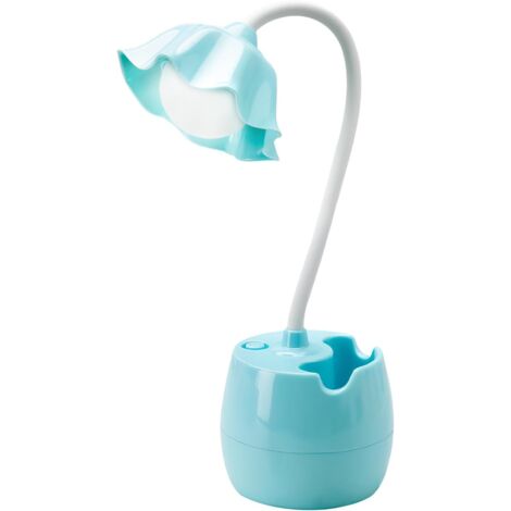 Lampada da scrivania per bambini, ricaricabile tramite USB, con portapenne, lampada da scrivania a LED per bambini, lampada da comodino per la protezione degli occhi (bianca)