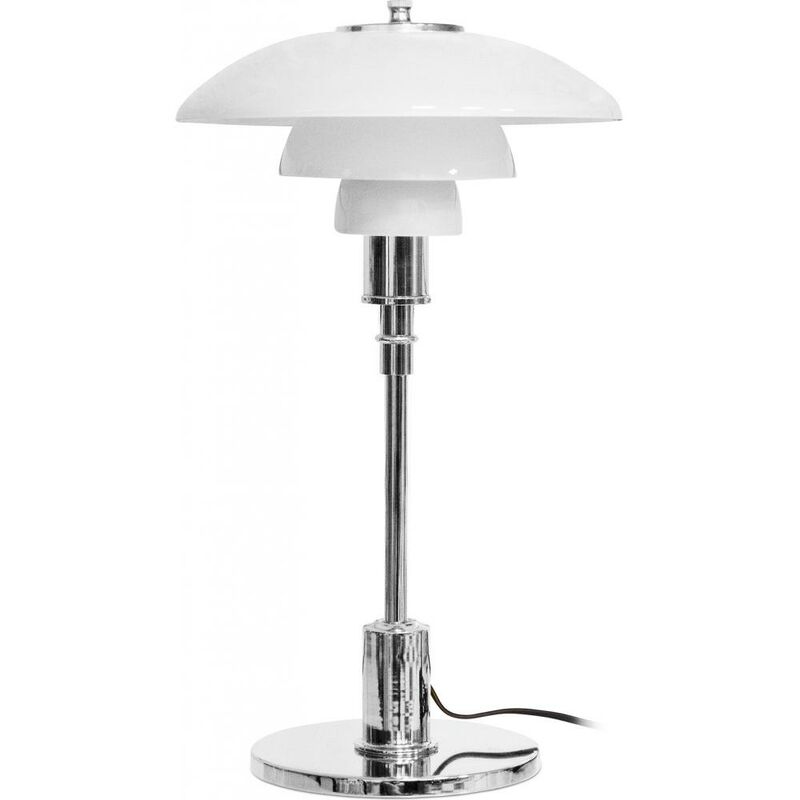 Image of Lampada da Tavolo - Lampada da Soggiorno - Liam Acciaio - Acciaio inossidabile, Vetro, Acciaio, Metallo, Metallo - Acciaio