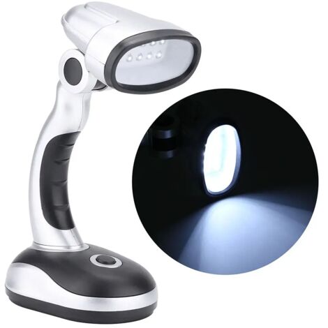 Lampada da scrivania regolabile con 12 LED, lampada da lettura protettiva per gli occhi, alimentata a batteria.