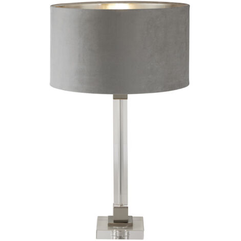 Lampada Da Scrivania Scarborough Acciaio Ottone Velluto Grigio 1 Luce E27