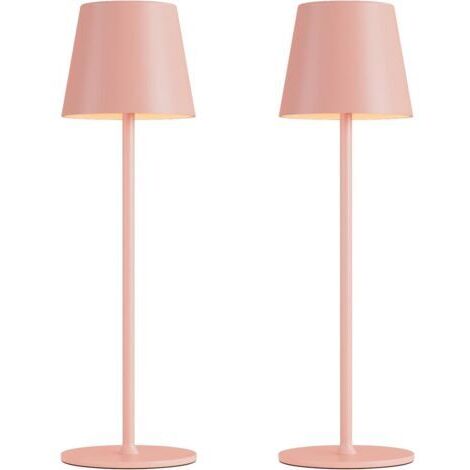 Lampada da scrivania senza fili - Ricaricabile, con controllo touch, tre livelli di luminosità, ideale per camere da letto e cucine - Confezione da 2, rosa