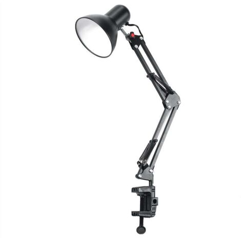 Lampada da scrivania/tavolo AC85-265V E27/E26, in metallo nero, con base girevole, adatta per dormitori, camere da letto e spazi personali.