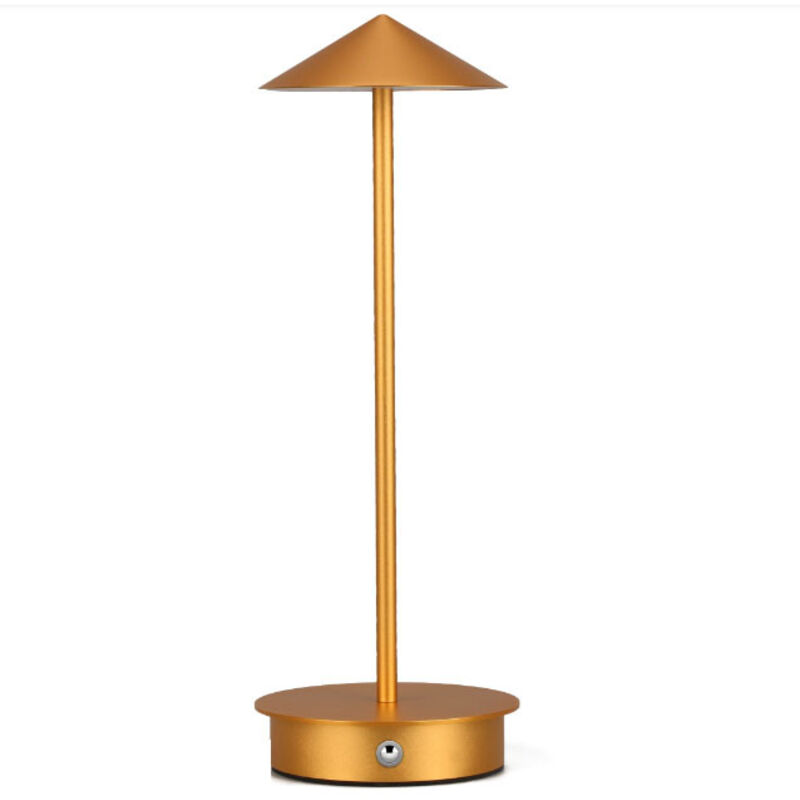 Lampada da scrivania touch in metallo Lampada da tavolo in acrilico dimmerabile a 3 colori Lampada da scrivania portatile ricaricabile, Oro
