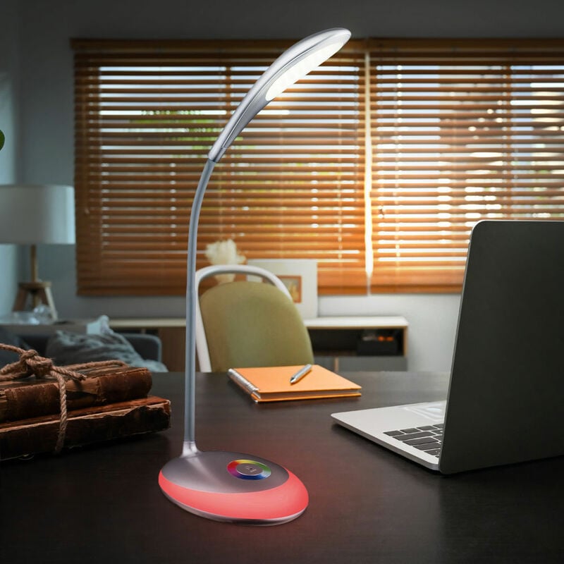 Image of Globo - Lampada da scrivania Touch Lampada da tavolo cambia colore Touch, dimmerabile Lampada da tavolo collo di cigno, batteria ricaricabile,