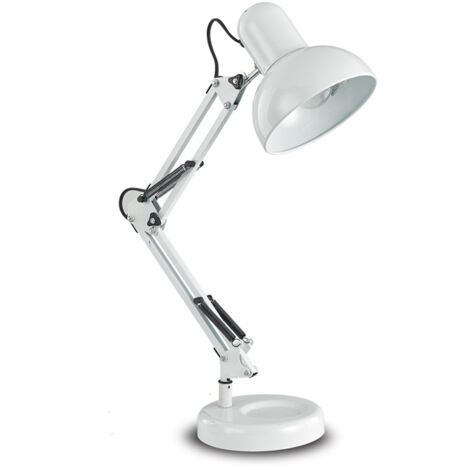 Lampada Da Scrivania-Ufficio Moderna Kelly Metallo Bianco 1 Luce E27