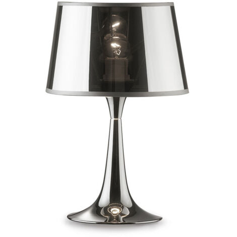 Lampada Da Scrivania-Ufficio Moderna London Metallo Cromo 1 Luce E27 Small