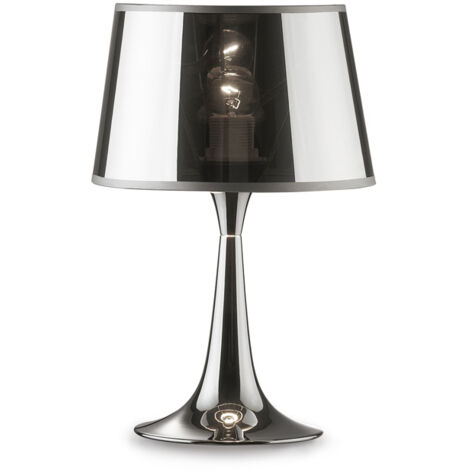 Lampada Da Scrivania-Ufficio Moderna London Metallo Cromo 1 Luce E27 Small