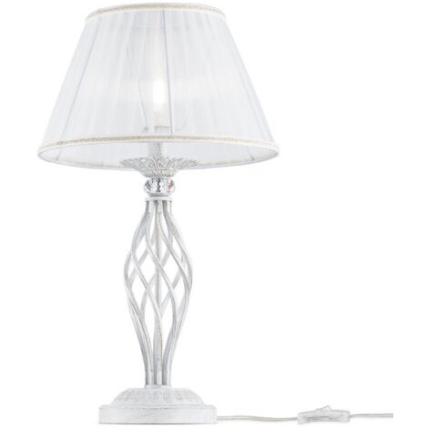 Lampada Da Scrivania Ufficio Shabby Chic Grace Metallo Bianco Diffusore Bianco