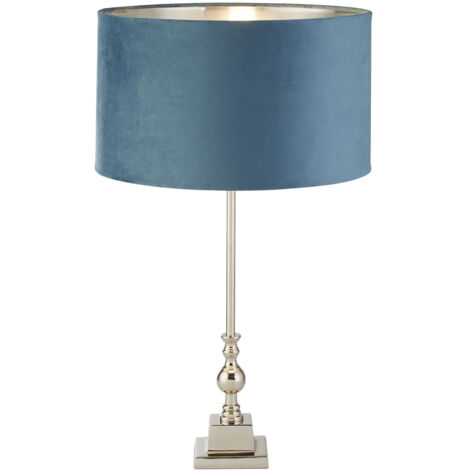 Lampada Da Scrivania Whitby Metallo Cromo Velluto Verde Acqua 1 Luce E27