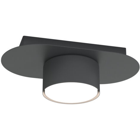 Lampada Da Soffitto 1 Luce Diaz In Acciaio Nero Diffusore A Cilindro