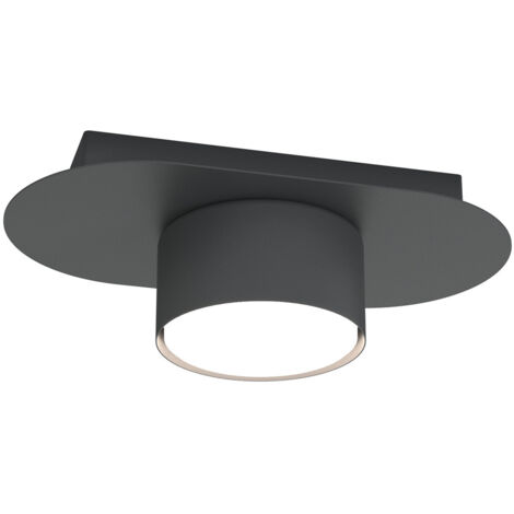 Lampada Da Soffitto 1 Luce Freya In Acciaio Nero Diffusore A Cilindro