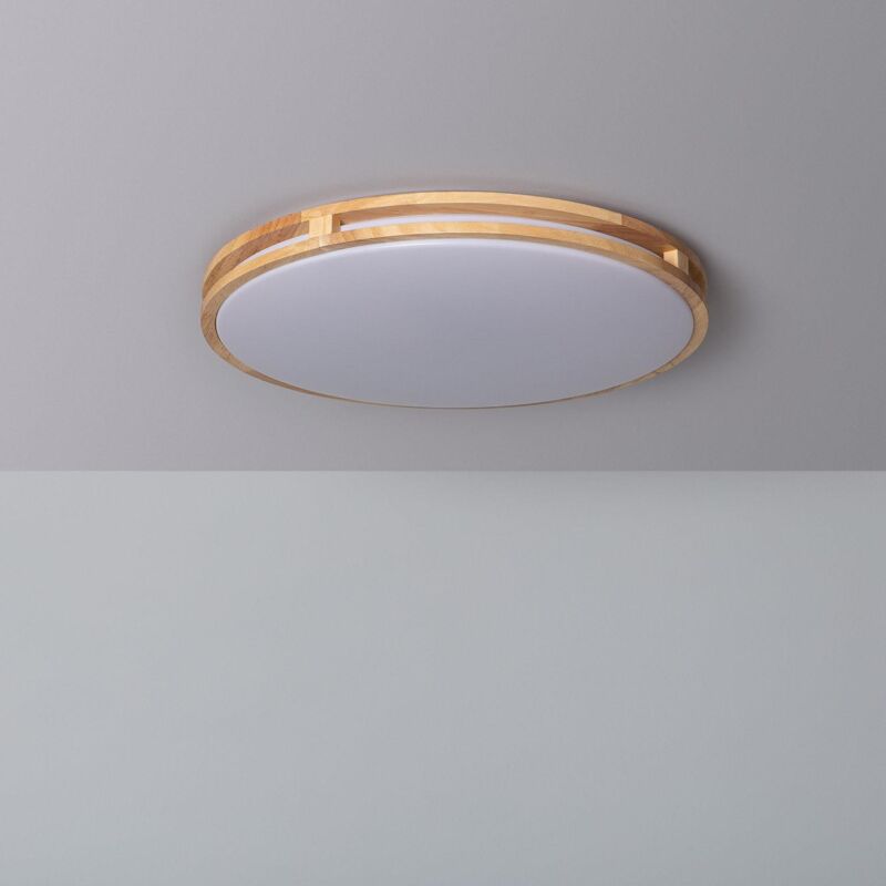 Image of Plafoniera LED 20W Circolare Legno Ø405 mm CCT Selezionabile Donati Legno
