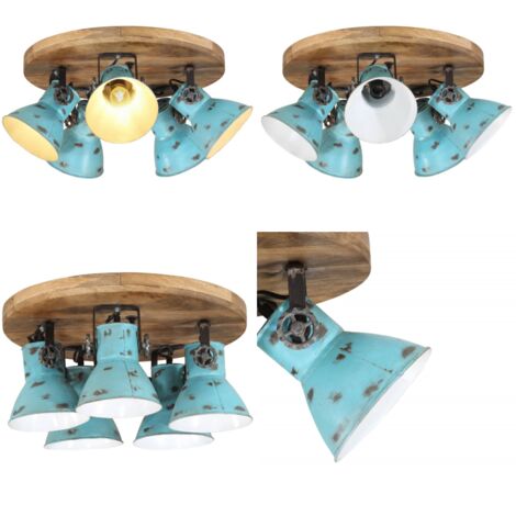 Lampada da Soffitto 25 W Blu Anticato 50x50x25 cm E27 - Luce blu - Design industriale
