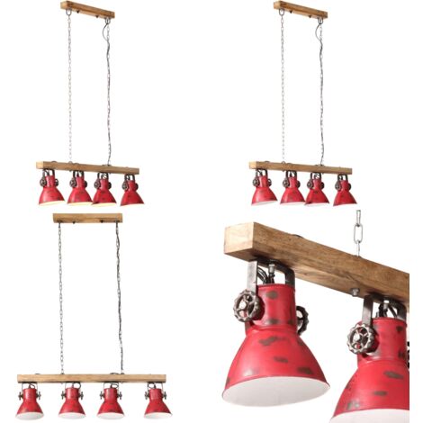 Lampada da Soffitto 25 W Rosso Anticato 90x24x111 cm E27 - Lampada industriale - Lampada in ferro