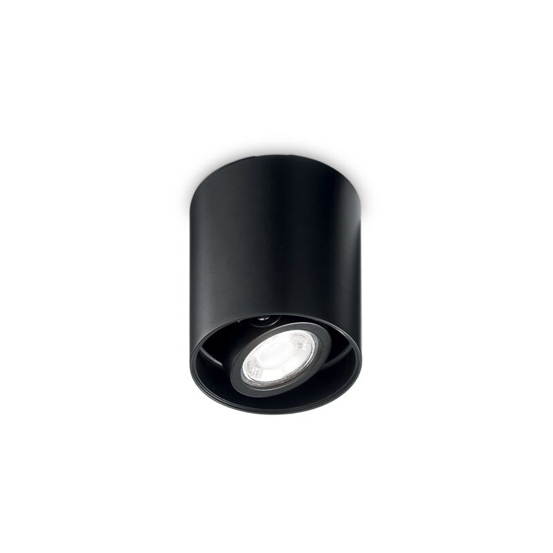 Plafoniera Moderna Mood Round Alluminio Nero 1 Luce Gu10 7W 3000K D9Cm