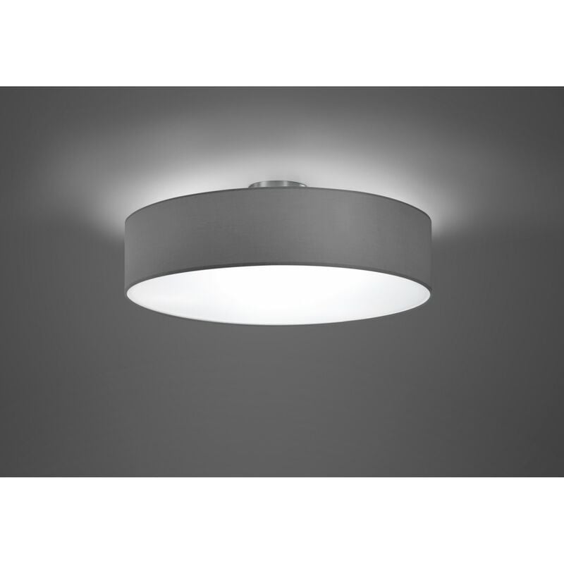 Image of Iperbriko - Lampada da Soffitto 3 Luci Paralume Stoffa Grigia