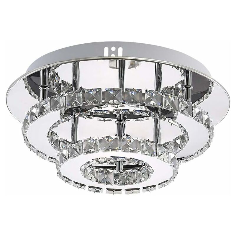 Image of Lampada da soffitto 36W, plafoniera in cristallo, lampadario moderno rotondo, per corridoio scale soggiorno camera da letto, 30 cm H15 cm luce bianca