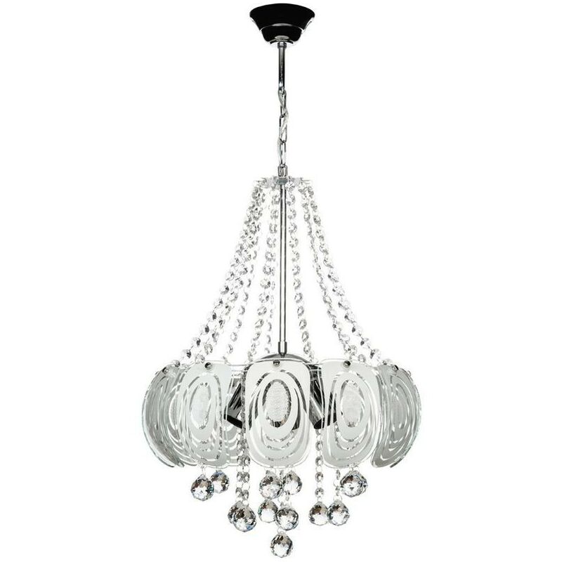 Image of Toscohome - Lampada da soffitto 50 cm argento vetro decorato e pietre effetto cristallo