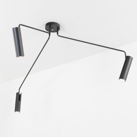 Lampada da soffitto a 3 punti luce Lampadario dal design originale moderno orientabile color nero per cucina salotto studio